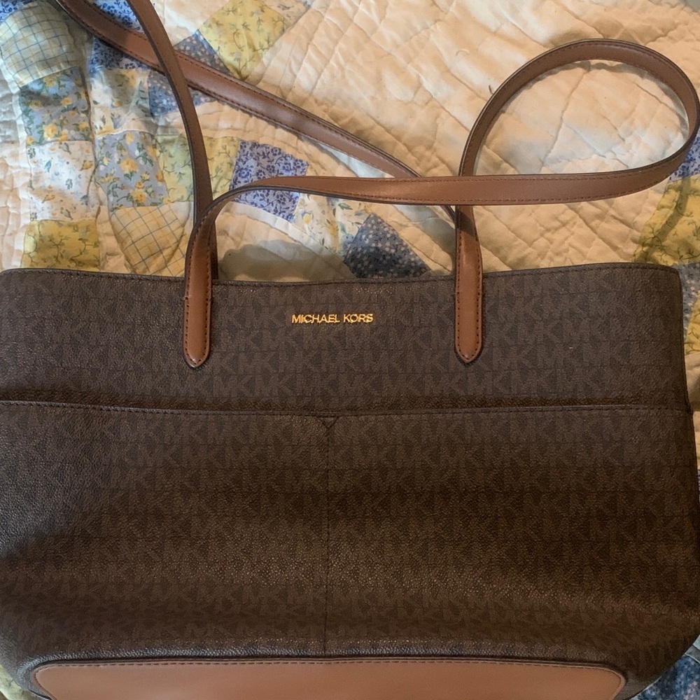 Michael Kors Brown and Tan Monogram Tote